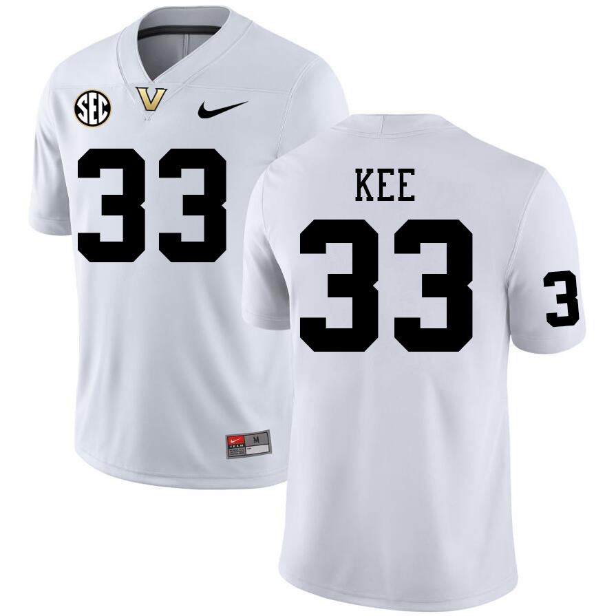Vanderbilt Commodores #33 Derek Kee College Football Jerseys Sale Stitched-White
